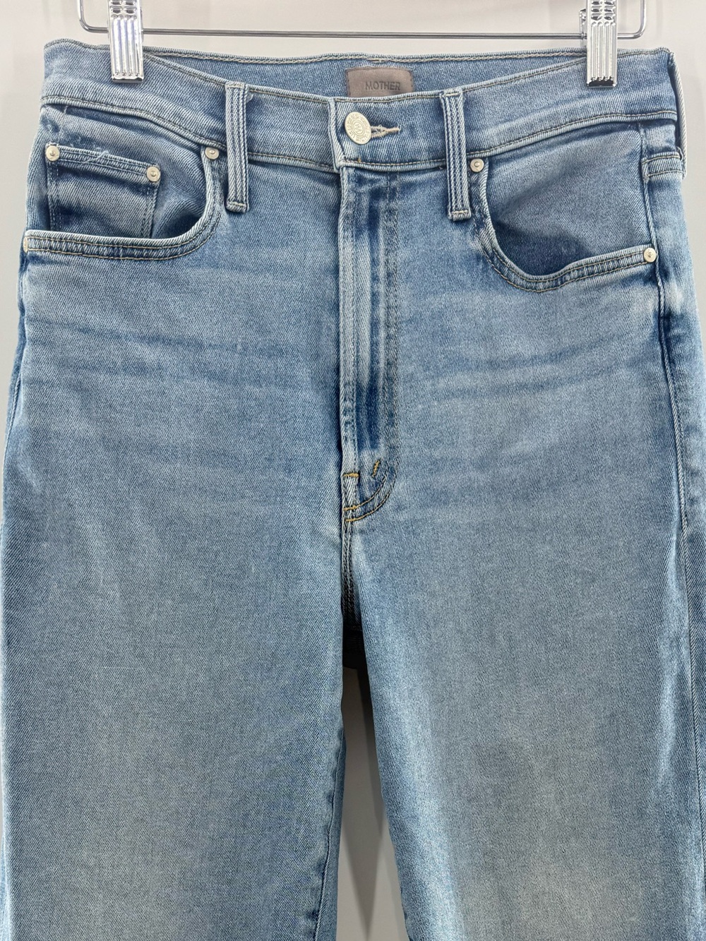 Mother The Rambler Preppy High Waisted Zip Ankle Jeans in Country Line Wash 26 - Picture 4 of 16